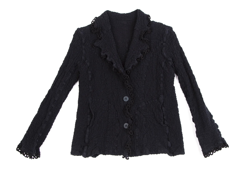 ISSEY MIYAKE JAPAN. "me"   Piping Decoration Navy Cauliflower Jacket/Top