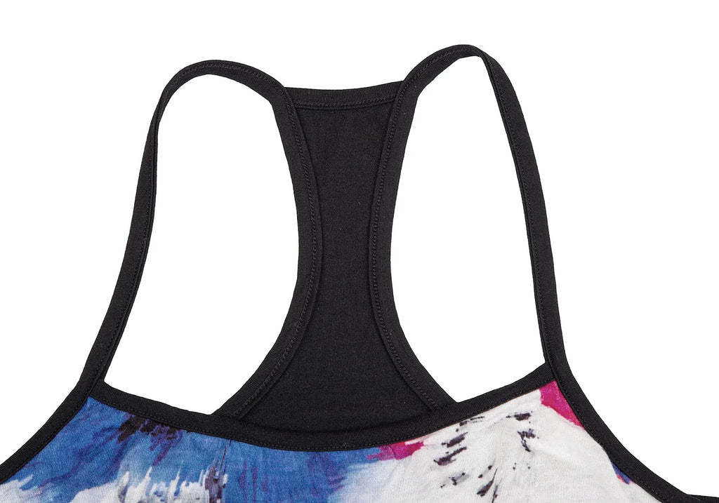 LIMI feu Japan. Black,Multi-Color Front Graphic Printed Switching Camisole