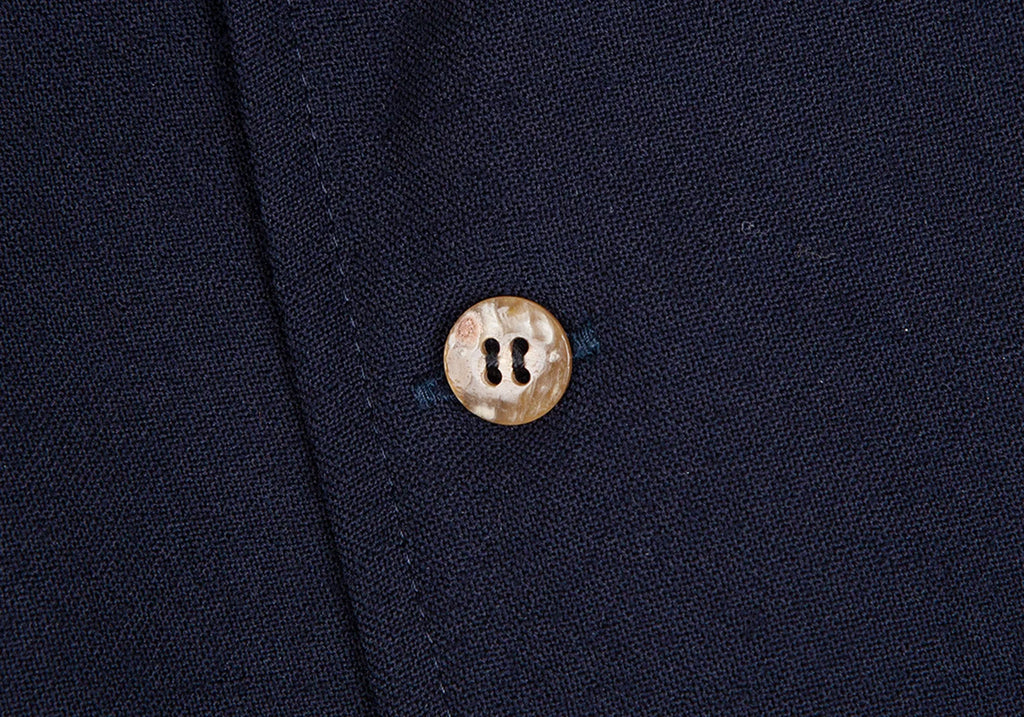 COMME des GARCONS JAPAN. TRICOT. Navy Wool Back Pleated Switching Shirt