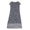 KRIZIA PARIS. Navy Floral Jacquard Chiffon Short Sleeve Dress