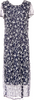 KRIZIA PARIS. Navy Floral Jacquard Chiffon Short Sleeve Dress