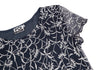 KRIZIA PARIS. Navy Floral Jacquard Chiffon Short Sleeve Dress