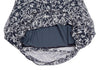 KRIZIA PARIS. Navy Floral Jacquard Chiffon Short Sleeve Dress