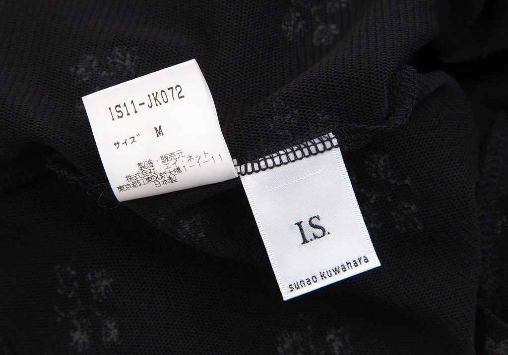 ISSEY MIYAKE JAPAN. I.S. sunaokuwahara Black Floral Printed Mesh Shirt/Top