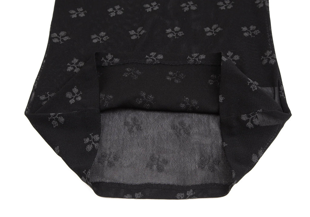 ISSEY MIYAKE JAPAN. I.S. sunaokuwahara Black Floral Printed Mesh Shirt/Top