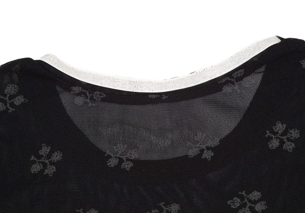 ISSEY MIYAKE JAPAN. I.S. sunaokuwahara Black Floral Printed Mesh Shirt/Top