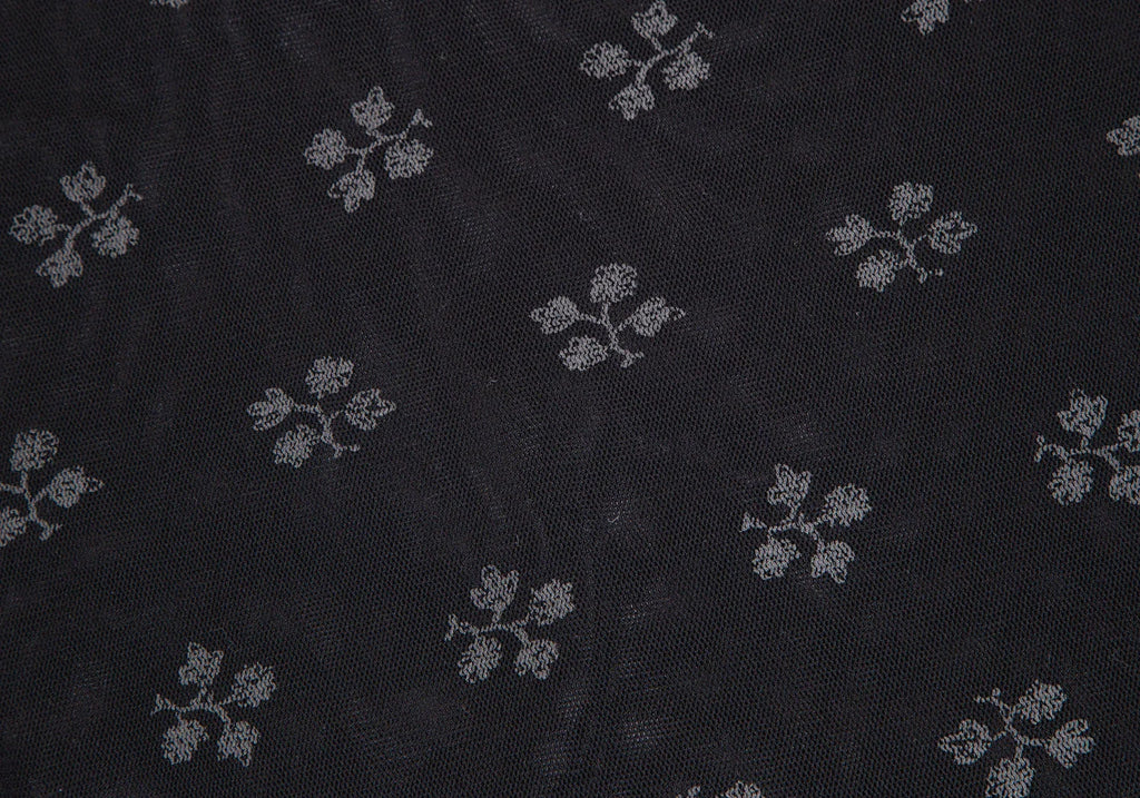 ISSEY MIYAKE JAPAN. I.S. sunaokuwahara Black Floral Printed Mesh Shirt/Top