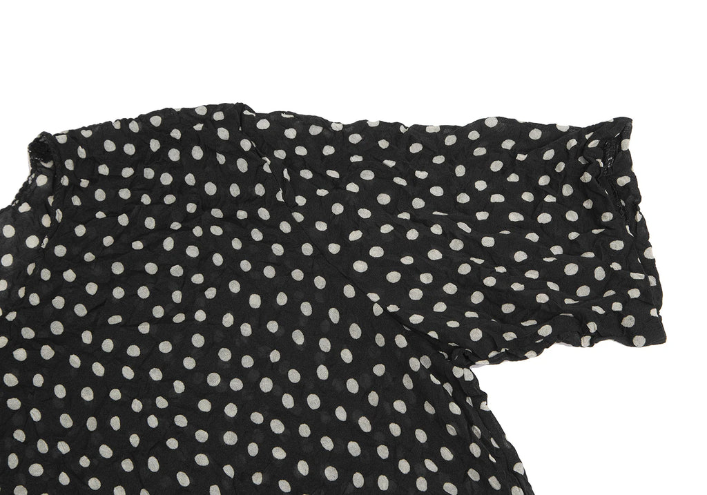 ISSEY MIYAKE JAPAN. Black Dot Print Wrinkled Pleats Shirt