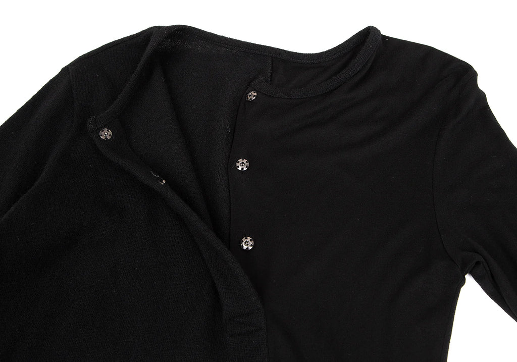 YOHJI YAMAMOTO JAPAN. Y's Black Knit Switching Asymmetry Dress