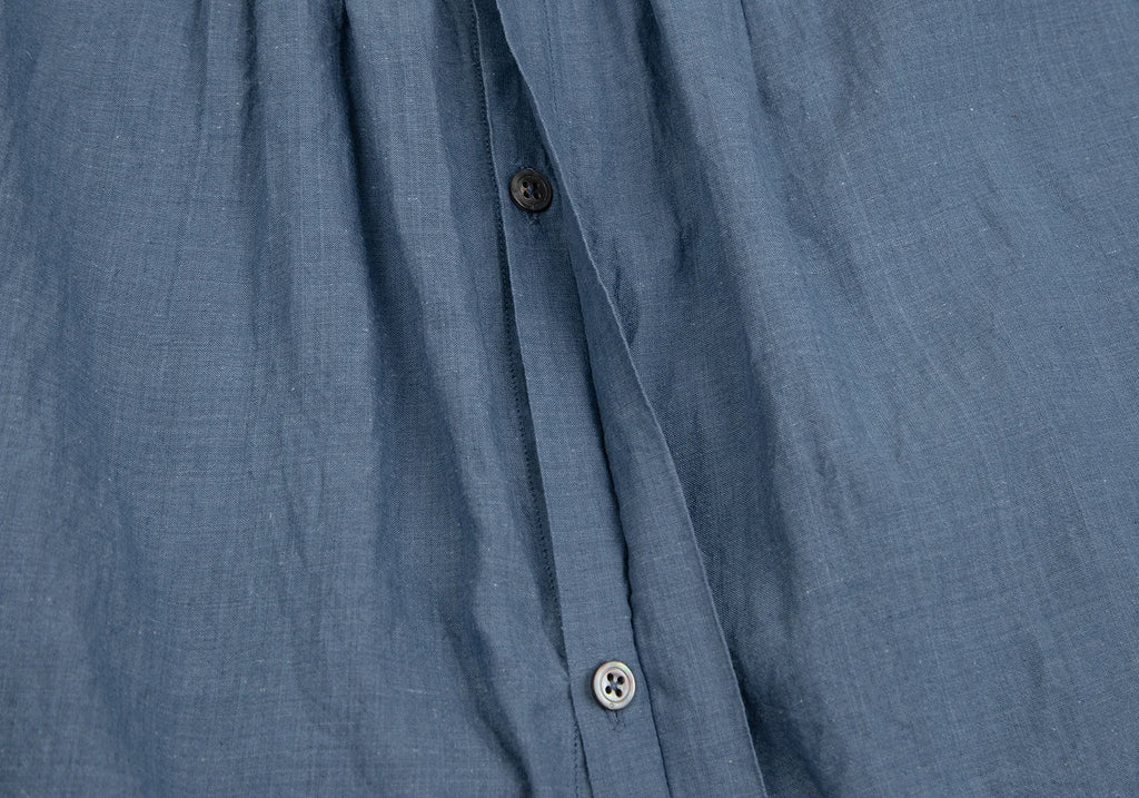 45rpm 45R JAPAN. Indigo Dyed Lace Striped Cotton Long Sleeve Shirt