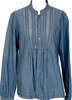 45rpm 45R JAPAN. Indigo Dyed Lace Striped Cotton Long Sleeve Shirt