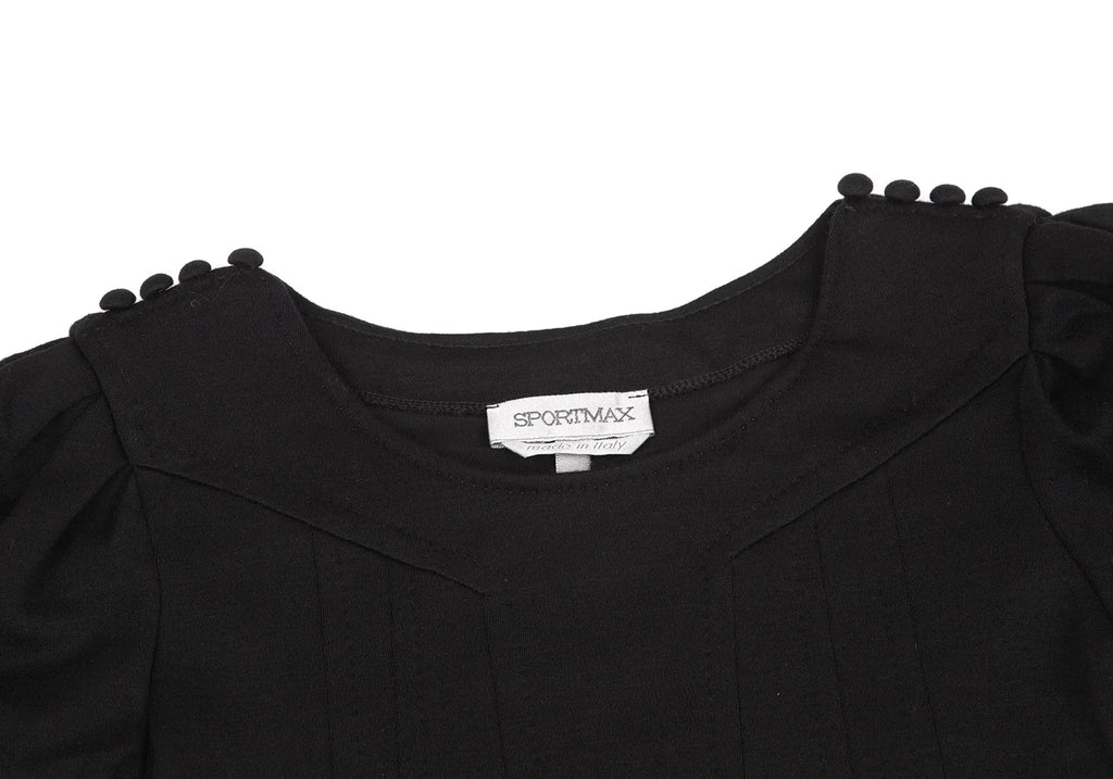 MaxMara  Italy. SPORTMAX. Black Puff Sleeves Wool Dress