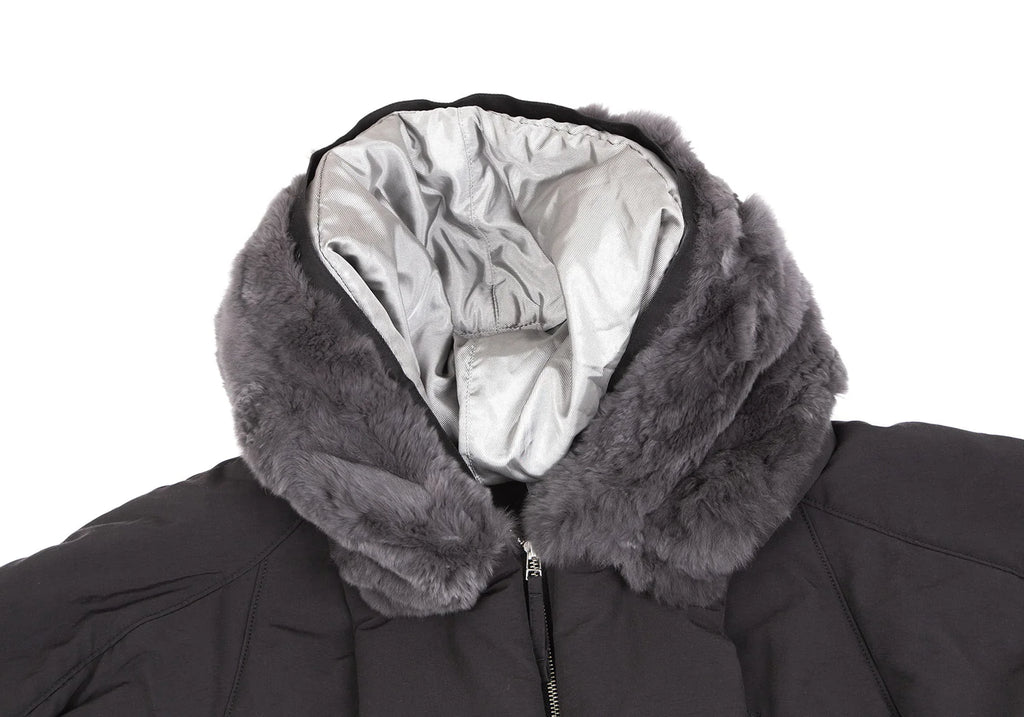 MARITHE + FRANCOIS GIRBAUD PARIS. Grey Rabbit Fur Hoodie Jacket.  MANY MORE FURS AND FAUX FUR IN STORE NOW