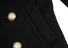 ISSEY MIYAKE JAPAN. sunaokuwahara Black Lamb Wool Blend Lining Tape Design Peacoat