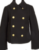ISSEY MIYAKE JAPAN. sunaokuwahara Black Lamb Wool Blend Lining Tape Design Peacoat