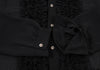 COMME des GARCONS JAPAN. Black Frill Semi-Sheer Chiffon Blouse