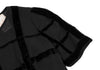 Sybilla Madrid. Black Velor Lattice Short Sleeve Dress
