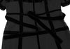 Sybilla Madrid. Black Velor Lattice Short Sleeve Dress