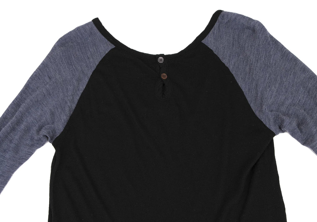 YOHJI YAMAMOTO JAPAN. Y's PINK LIMITED EDITION Bi-Color Black, Blue Raglan Knit Dress