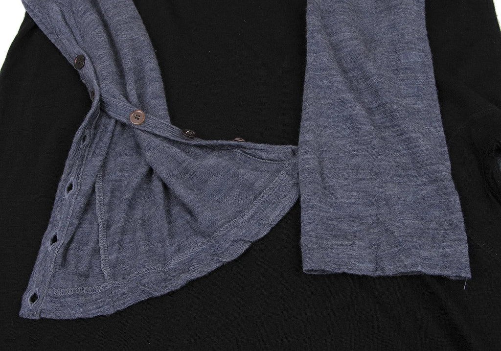 YOHJI YAMAMOTO JAPAN. Y's PINK LIMITED EDITION Bi-Color Black, Blue Raglan Knit Dress