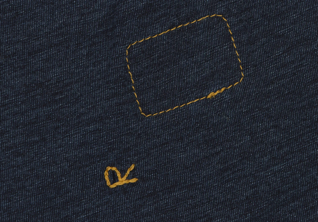45rpm JAPAN. 45R NEW. NWOT. Indigo Dyed Logo Printed Long Sleeve Shirt