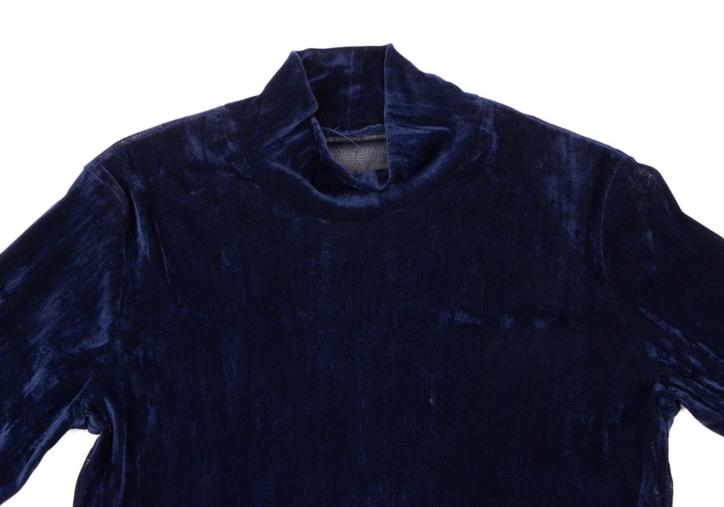 HIROKO KOSHINO  HIROKO BIS JAPAN. eSSeNtieL Gather Cuffs Blue Velor Shirt