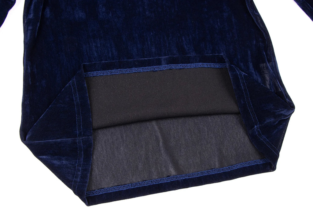 HIROKO KOSHINO  HIROKO BIS JAPAN. eSSeNtieL Gather Cuffs Blue Velor Shirt