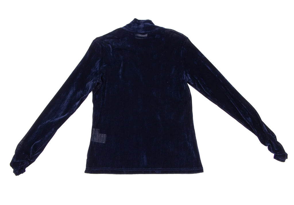 HIROKO KOSHINO  HIROKO BIS JAPAN. eSSeNtieL Gather Cuffs Blue Velor Shirt