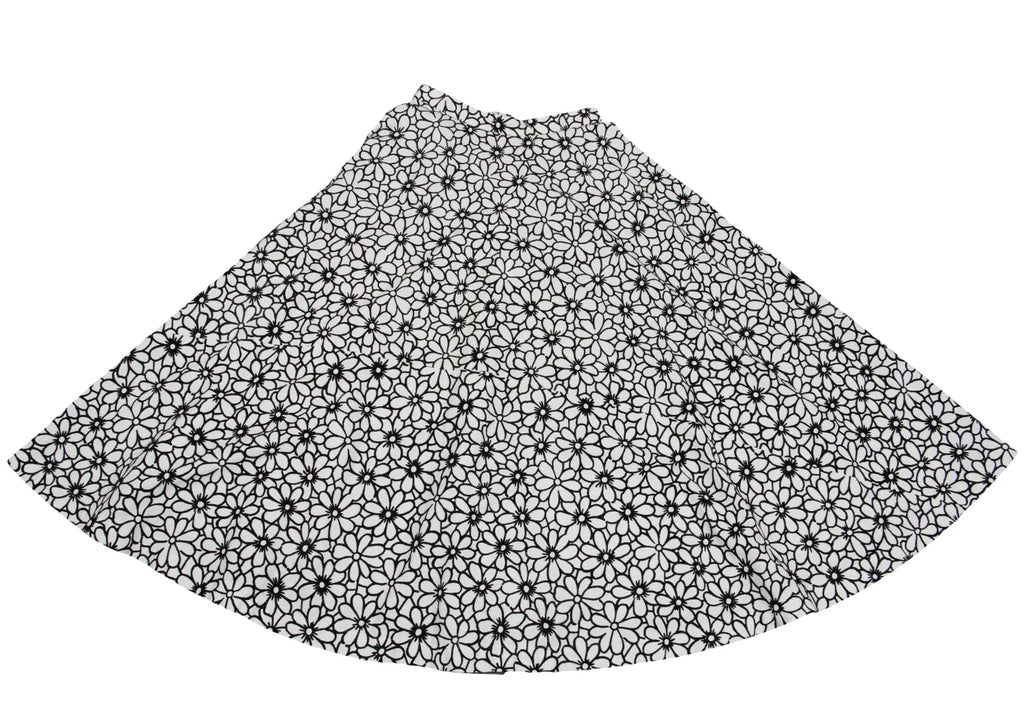 COMME des GARCON JAPAN. ROBE DE CHAMBRE. White, Black Cotton Floral Velour Skirt