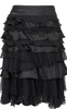 ISSEY MIYAKE JAPAN. EPOCA Black Silk Frill Tiered Skirt