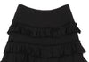 ISSEY MIYAKE JAPAN. EPOCA Black Wool Frill Tiered Skirt