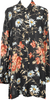 A/T ATSURO TAYAMA JAPAN. Black, Multi-Color Floral Printed Semi-Sheer Long Sleeve Tunic/Shirt Dress