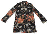 A/T ATSURO TAYAMA JAPAN. Black, Multi-Color Floral Printed Semi-Sheer Long Sleeve Tunic/Shirt Dress