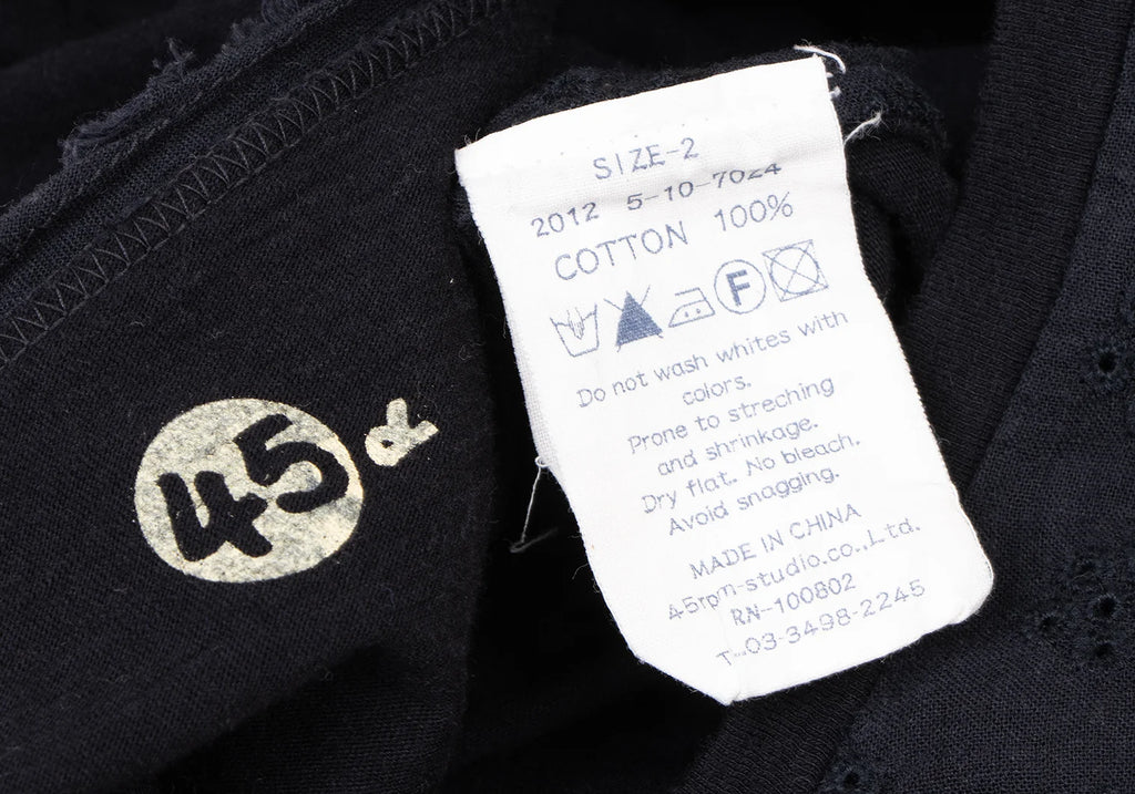 45rpm 45R JAPAN. Navy Color Front Lace Switching Shirt