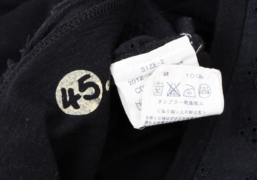 45rpm 45R JAPAN. Navy Color Front Lace Switching Shirt