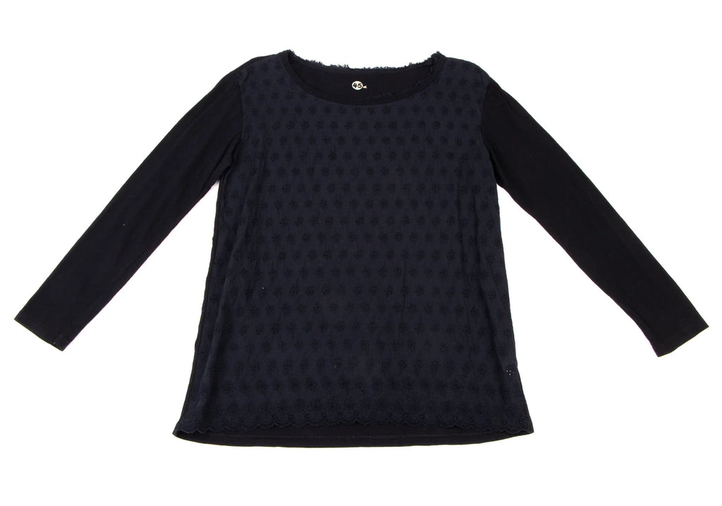 45rpm 45R JAPAN. Navy Color Front Lace Switching Shirt