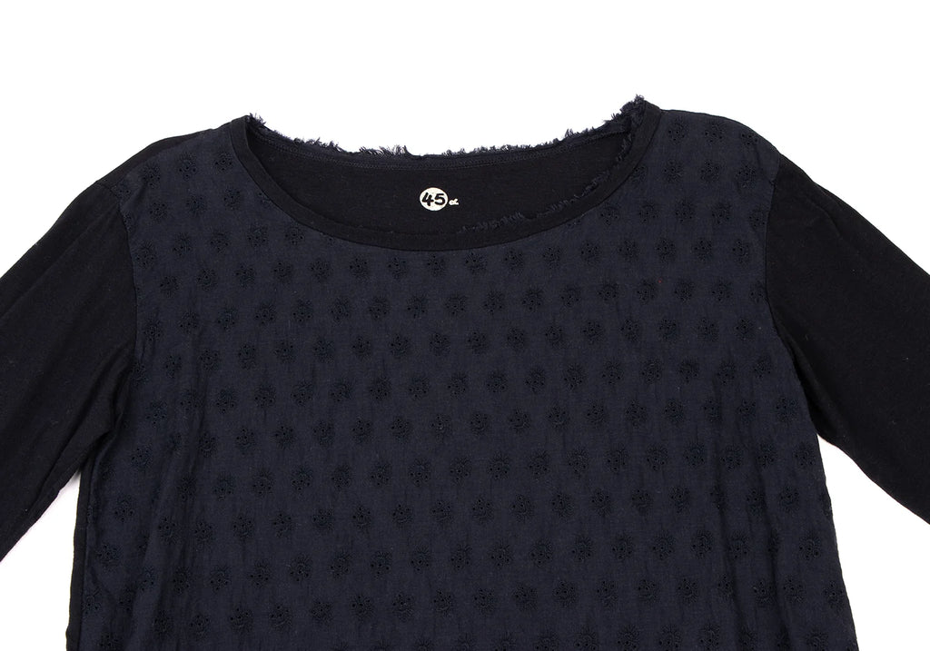 45rpm 45R JAPAN. Navy Color Front Lace Switching Shirt