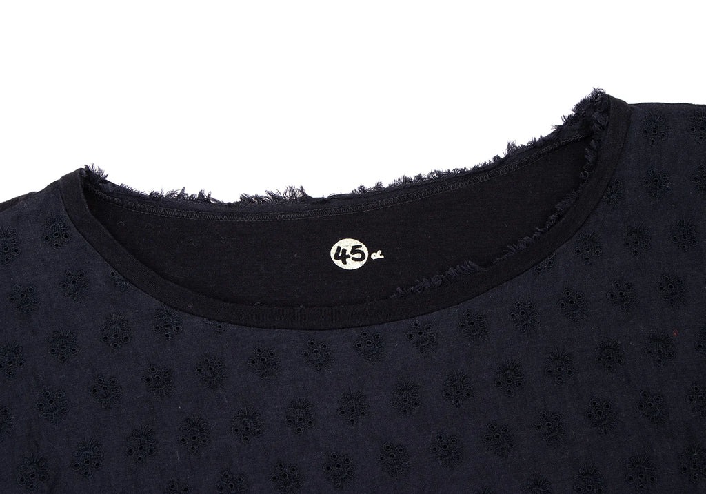 45rpm 45R JAPAN. Navy Color Front Lace Switching Shirt