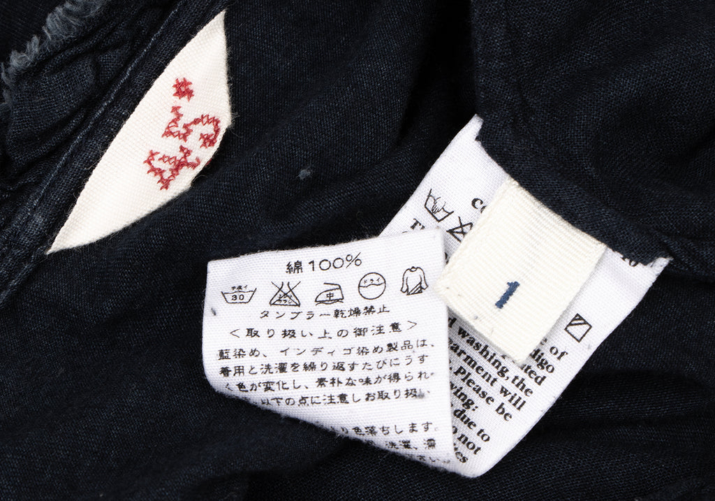 45RPM JAPAN.  Indigo Dyed Ribbon Neck Shirt/Blouse
