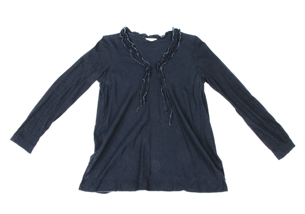 45RPM JAPAN.  Indigo Dyed Ribbon Neck Shirt/Blouse