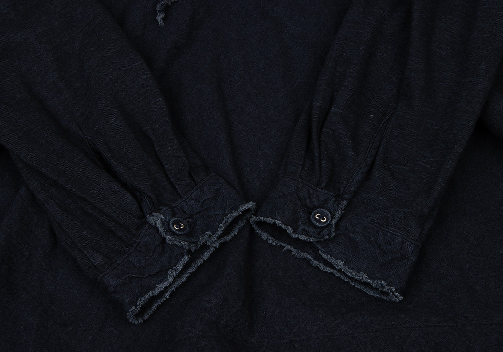 45RPM JAPAN.  Indigo Dyed Ribbon Neck Shirt/Blouse