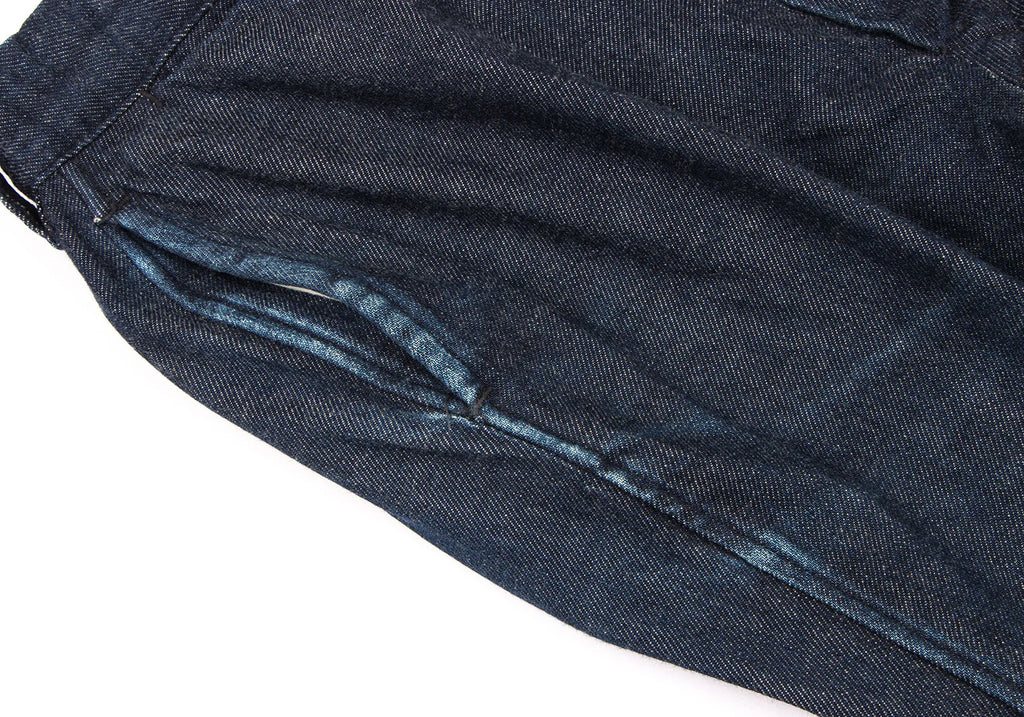 45rpm JAPAN. Indigo bakkurii Cotton Hem Buttons Denim Pants