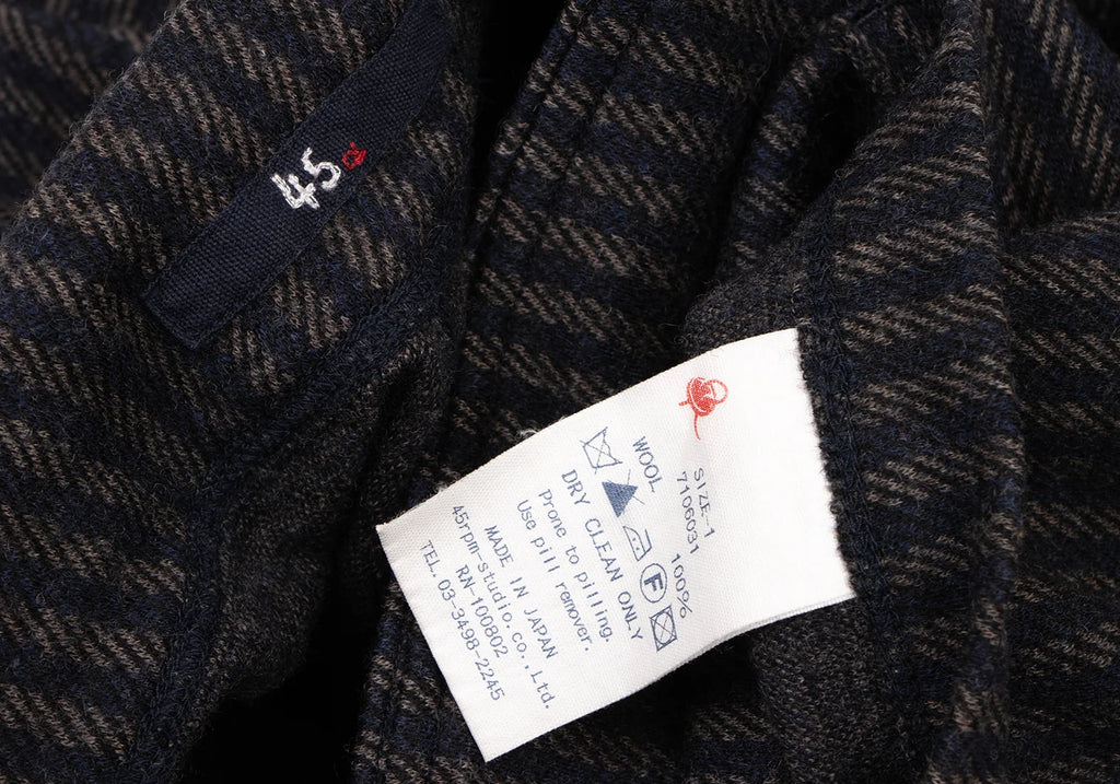 45rpm 45R JAPAN. Navy Wool Striped Knit Pants