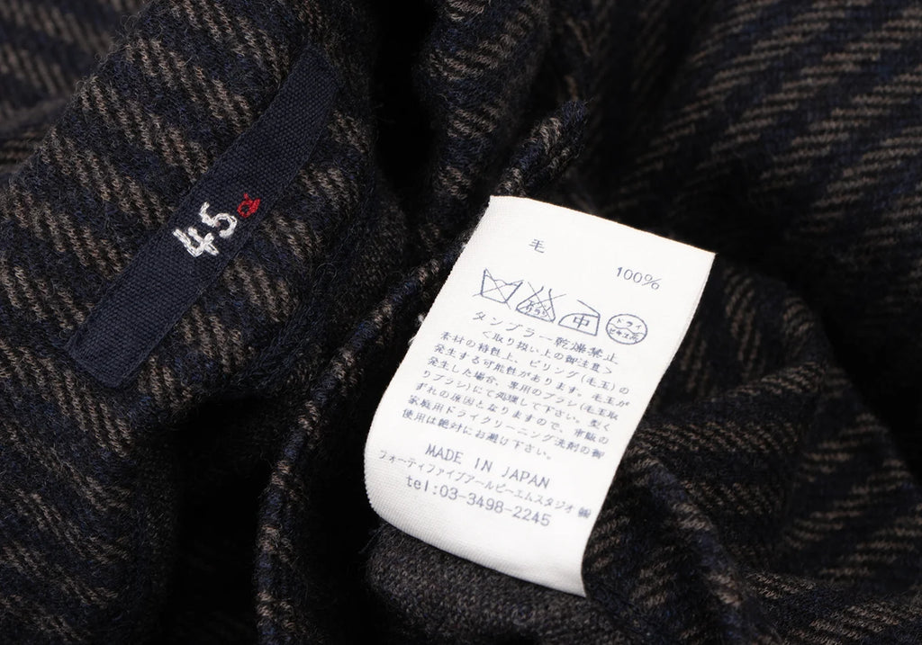 45rpm 45R JAPAN. Navy Wool Striped Knit Pants