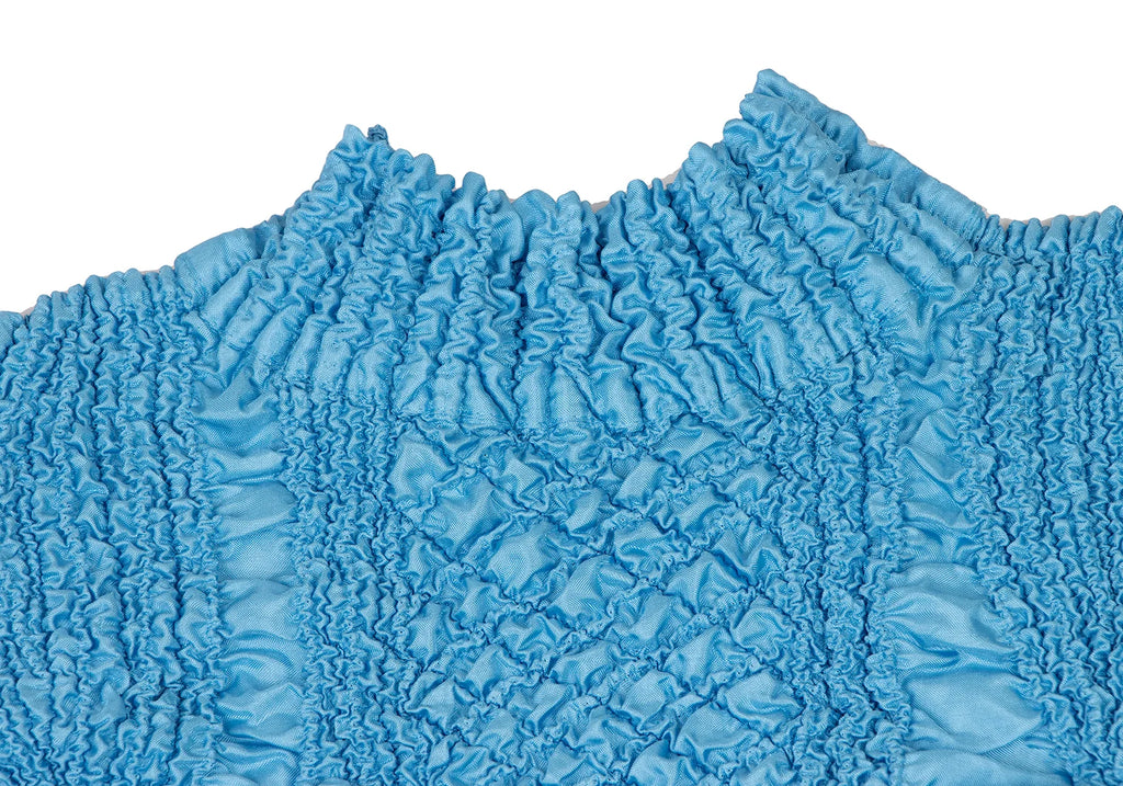 PEPLUM by YOSHIKI HISHINUMA Japan. Sky Blue Shirring High-neck Top