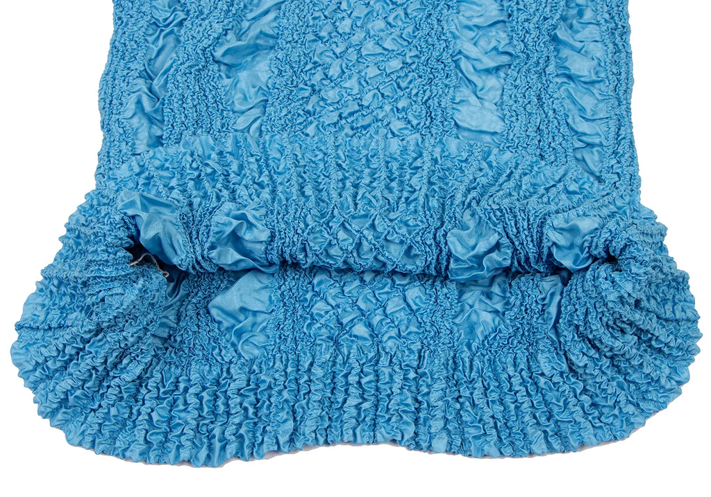 PEPLUM by YOSHIKI HISHINUMA Japan. Sky Blue Shirring High-neck Top