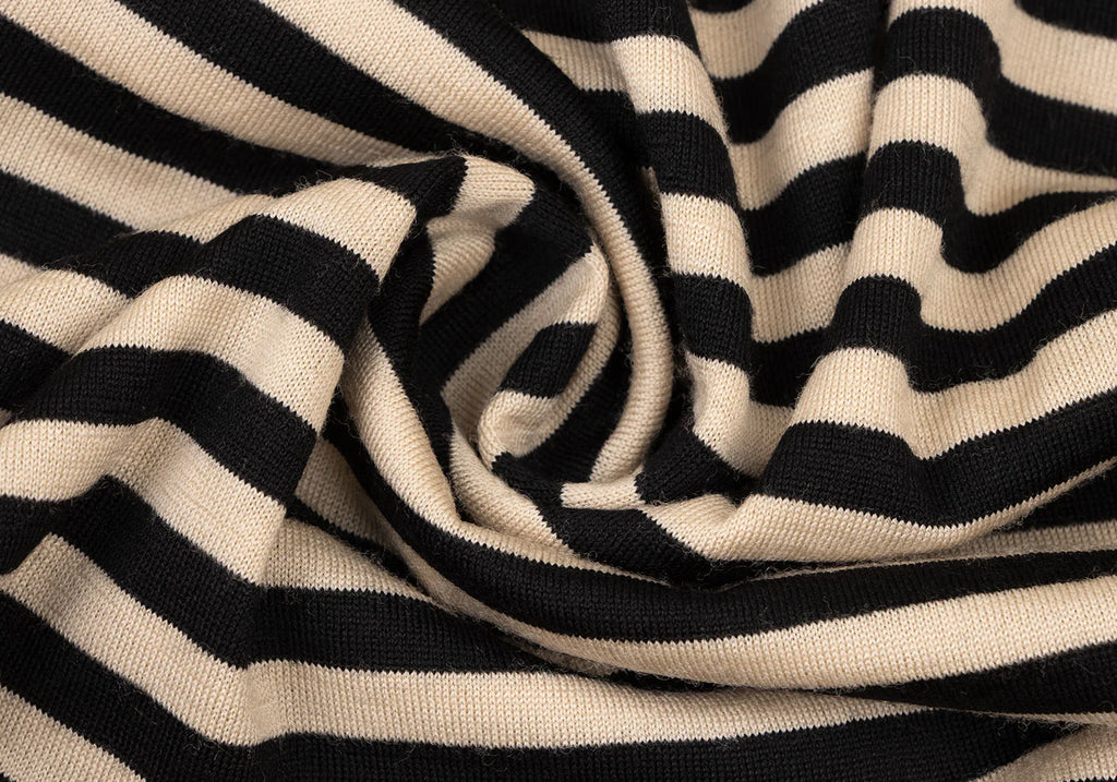 YOSHIE INABA L'EQUIPE JAPAN. NEW. NEW W/TAGS. Black, Beige Wool Blend Striped Sleeveless Shirt