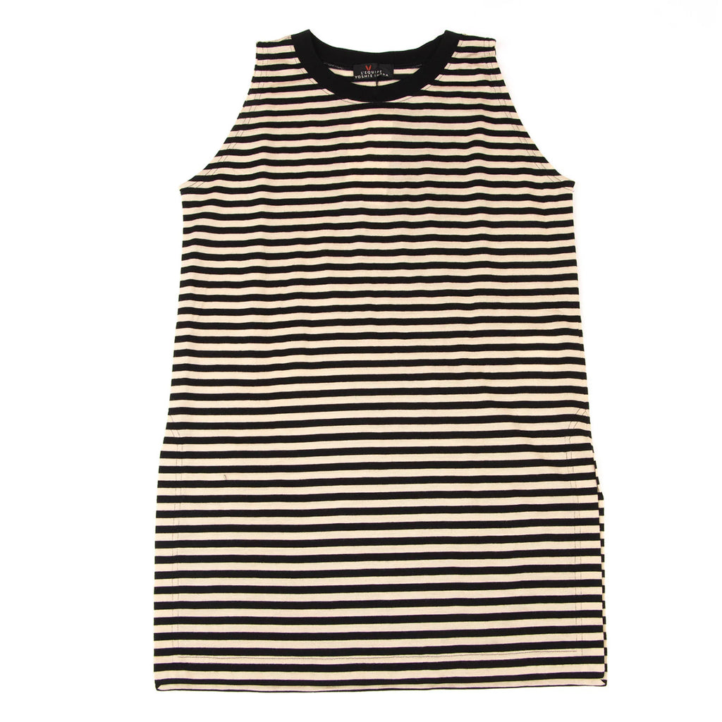 YOSHIE INABA L'EQUIPE JAPAN. NEW. NEW W/TAGS. Black, Beige Wool Blend Striped Sleeveless Shirt