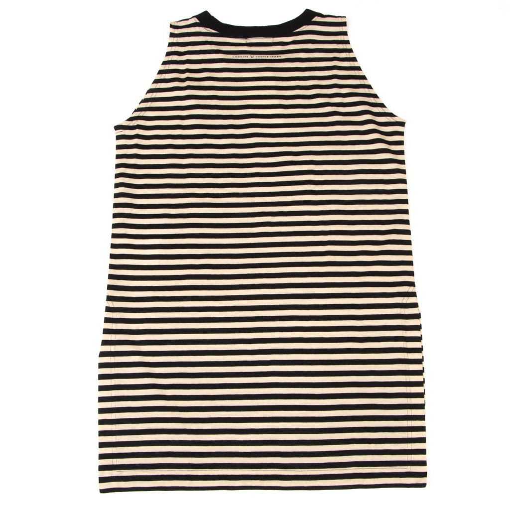 YOSHIE INABA L'EQUIPE JAPAN. NEW. NEW W/TAGS. Black, Beige Wool Blend Striped Sleeveless Shirt