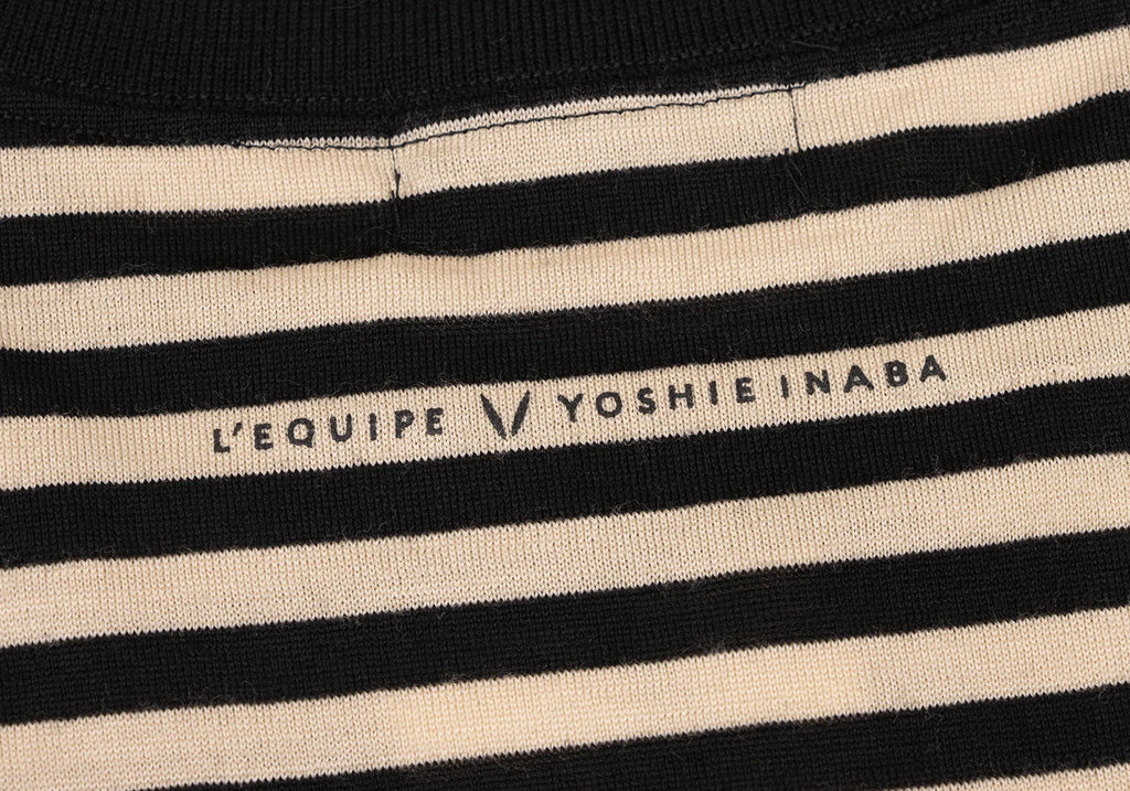 YOSHIE INABA L'EQUIPE JAPAN. NEW. NEW W/TAGS. Black, Beige Wool Blend Striped Sleeveless Shirt